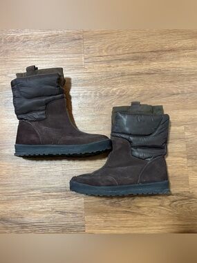 Lands’ End Women’s Winter Snow Boots Brown Suede Insulated Pull On Size 8 B